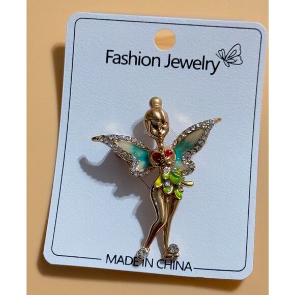 Enamel Fairy Brooch Rhinestone Butterfly‎ wings - Picture 6 of 6